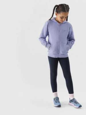 Dziewczęca bluza dresowa rozpinana z kapturem 4F 4FJWMM00TSWSF1315 - niebieska 4F JUNIOR