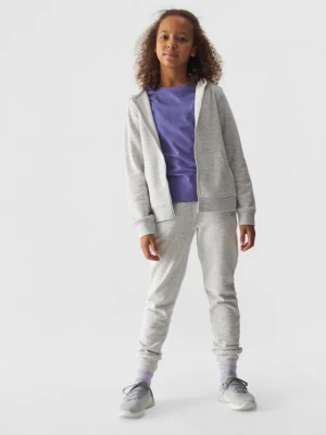 Dziewczęca bluza dresowa rozpinana z kapturem 4F 4FJWMM00TSWSF1315 - szara 4F JUNIOR