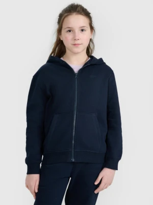 Dziewczęca bluza dresowa rozpinana z kapturem 4F 4FJWMM00TSWSF1861 - granatowa 4F JUNIOR