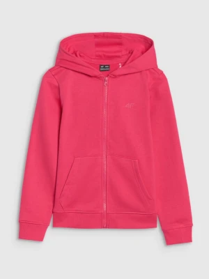 Dziewczęca bluza dresowa rozpinana z kapturem 4F 4FJWSS25TSWSF1706 - różowa 4F JUNIOR