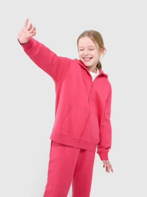 Dziewczęca bluza dresowa z kapturem rozpinana 4F 4FJWSS25TSWSF1853 - różowa 4F JUNIOR