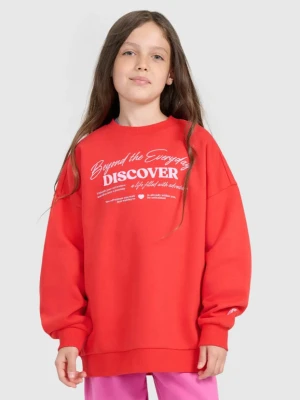 Dziewczęca bluza nierozpinana bez kaptura 4F 4FJRAW25TSWSF2428 - czerwona 4F JUNIOR