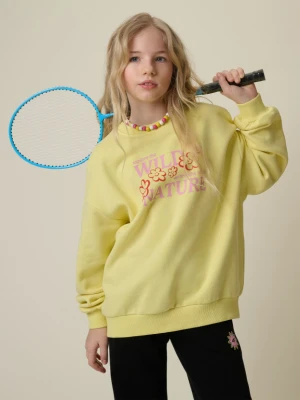 Dziewczęca bluza nierozpinana bez kaptura 4F 4FJRSS26TSWSF2812 - żółta 4F JUNIOR