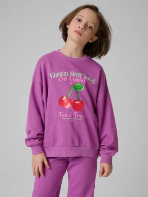 Dziewczęca bluza nierozpinana bez kaptura 4F 4FJRSS26TSWSF2903 - fioletowa 4F JUNIOR