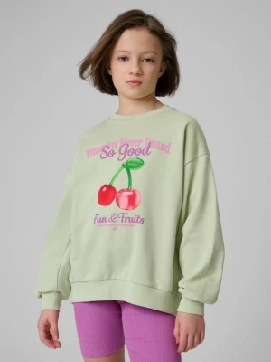 Dziewczęca bluza nierozpinana bez kaptura 4F 4FJRSS26TSWSF2903 - miętowa 4F JUNIOR