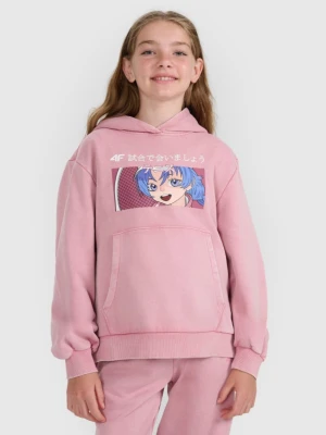 Dziewczęca bluza nierozpinana z kapturem 4F 4FJRAW25TSWSF2294 - różowa 4F JUNIOR
