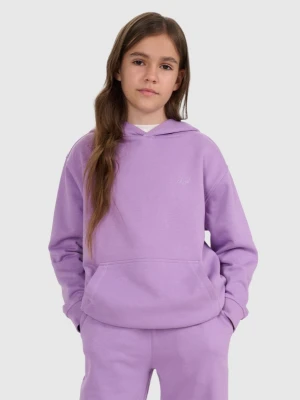Dziewczęca bluza nierozpinana z kapturem 4F 4FJRAW25TSWSF2467 - fioletowa 4F JUNIOR