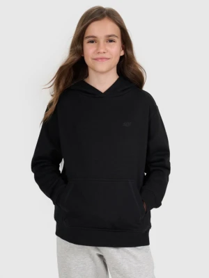 Dziewczęca bluza nierozpinana z kapturem 4F 4FJRMM00TSWSF2465 - czarna 4F JUNIOR