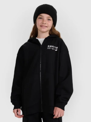 Dziewczęca bluza rozpinana z kapturem 4F 4FJRAW25TSWSF2516 - czarna 4F JUNIOR