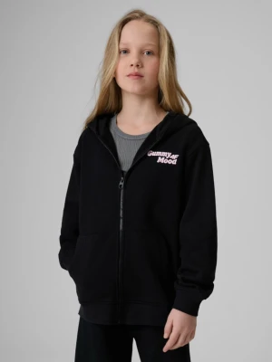 Dziewczęca bluza rozpinana z kapturem 4F 4FJRSS26TSWSF2902 - czarna 4F JUNIOR