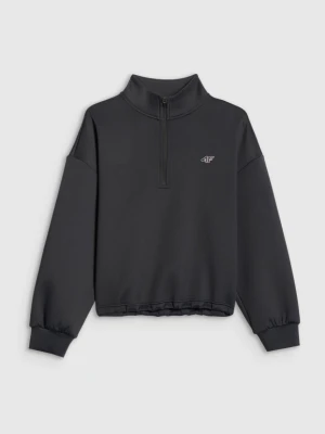 Dziewczęca bluza treningowa bez kaptura 4F 4FJRSS26TFSWF0990 - czarna 4F JUNIOR
