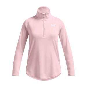 Dziewczęca bluza treningowa nierozpinana bez kaptura Under Armour Tech Graphic 1/2 Zip - różowa