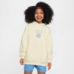 Dziewczęca bluza z kapturem o kroju oversize Nike Sportswear Club Fleece - Biel