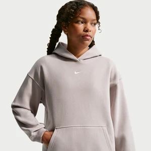 Dziewczęca bluza z kapturem o kroju oversize Nike Studio Fleece - Brązowy