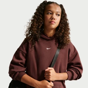 Dziewczęca bluza z kapturem o kroju oversize Nike Studio Fleece - Fiolet
