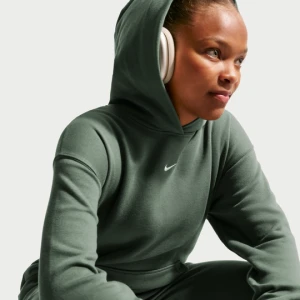 Dziewczęca bluza z kapturem o kroju oversize Nike Studio Fleece - Zieleń