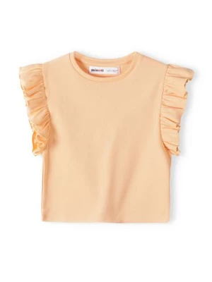 Dziewczęca bluzka z krótkim rękawem i falbanką- pomarańczowa Minoti