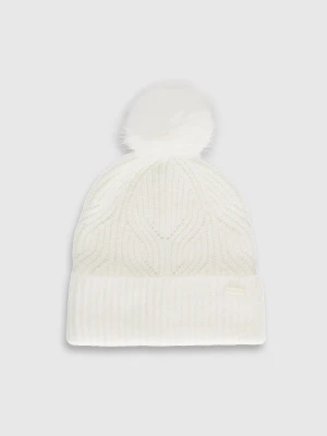 Dziewczęca czapka z pomponem 4F 4FJWAW25ACAPF648 - biała 4F JUNIOR