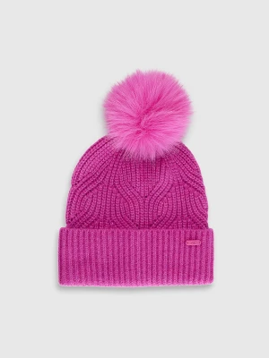 Dziewczęca czapka z pomponem 4F 4FJWAW25ACAPF648 - różowa 4F JUNIOR