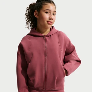 Dziewczęca dzianinowa bluza z kapturem i zamkiem na całej długości Nike MAVN Therma-FIT - Czerwony