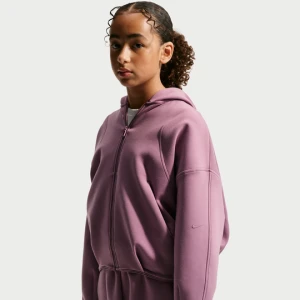 Dziewczęca dzianinowa bluza z kapturem i zamkiem na całej długości Nike MAVN Therma-FIT - Fiolet