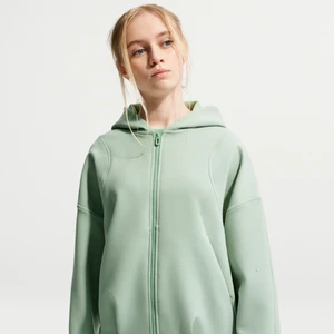 Dziewczęca dzianinowa bluza z kapturem i zamkiem na całej długości Nike MAVN Therma-FIT - Zieleń