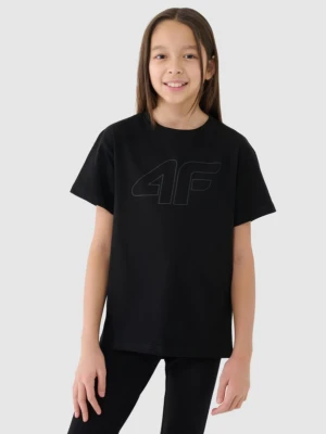 Dziewczęca koszulka oversize z nadrukiem 4F 4FJWMM00TTSHF2333 - czarna 4F JUNIOR