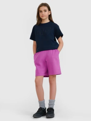 Dziewczęca koszulka oversize z nadrukiem 4F 4FJWMM00TTSHF2333 - granatowa 4F JUNIOR