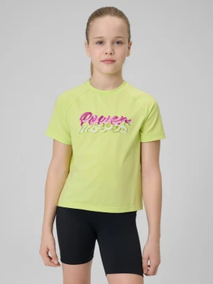 Dziewczęca koszulka treningowa 4F 4FJRSS26TFTSF2386 - zielona 4F JUNIOR