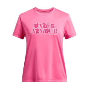 Dziewczęca koszulka treningowa Under Armor UA Tech Wordmark SS - różowa UNDER ARMOUR