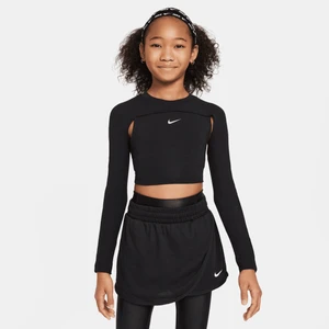 Dziewczęca koszulka z długim rękawem Dri-FIT Nike - Czerń