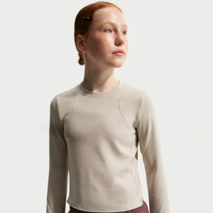 Dziewczęca koszulka z długim rękawem i ściągaczem Dri-FIT Nike Mavn - Brązowy