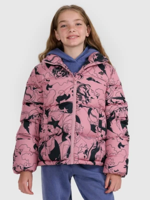 Dziewczęca kurtka pikowana z kapturem 4F 4FJRAW25TDJAF0748 - rożowa 4F JUNIOR
