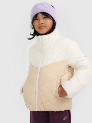 Dziewczęca kurtka puchowa pikowana 4F 4FJRAW25TDJAF0807 - beżowa 4F JUNIOR
