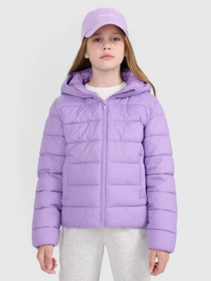 Dziewczęca kurtka puchowa pikowana 4F 4FJRAW25TDJAF0816 - fioletowa 4F JUNIOR