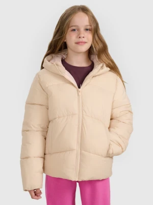 Dziewczęca kurtka puchowa pikowana 4F 4FJRAW25TDJAF0817 - beżowa 4F JUNIOR