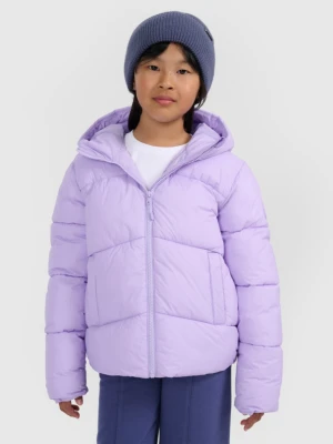 Dziewczęca kurtka puchowa pikowana 4F 4FJRAW25TDJAF0825 - fioletowa 4F JUNIOR