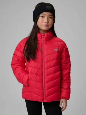 Dziewczęca kurtka puchowa pikowana 4F 4FJRSS26TDJAF0864 - różowa 4F JUNIOR
