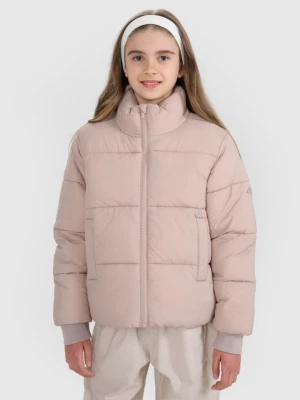 Dziewczęca kurtka puchowa pikowania 4F 4FJRAW25TDJAF0806 - beżowa 4F JUNIOR