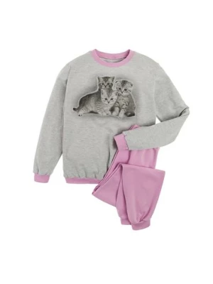 Dziewczęca piżama szaro-różowa kotki TUP TUP