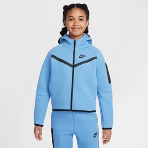 Dziewczęca rozpinana bluza z kapturem Nike Sportswear Tech Fleece - Niebieski