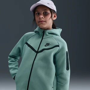 Dziewczęca rozpinana bluza z kapturem Nike Sportswear Tech Fleece - Zieleń