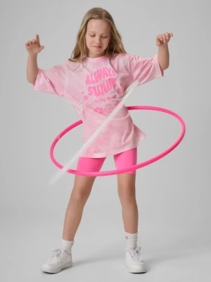 Dziewczęce kolarki dzianinowe 4F 4FJRSS26TSTIF038 - różowe 4F JUNIOR