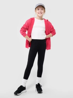 Dziewczęce legginsy dzianinowe 4F 4FJWMM00TTIGF220-20S - czarne 4F JUNIOR