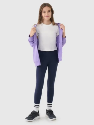Dziewczęce legginsy dzianinowe 4F 4FJWMM00TTIGF220-20S - granatowe 4F JUNIOR