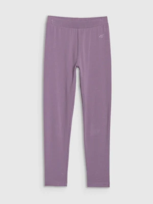 Dziewczęce legginsy dzianinowe 4F 4FJWMM00TTIGF220 - fioletowe 4F JUNIOR
