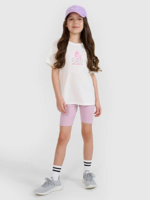 Dziewczęce legginsy kolarki 4F 4FJRSS25TSTIF019 - fioletowe 4F JUNIOR