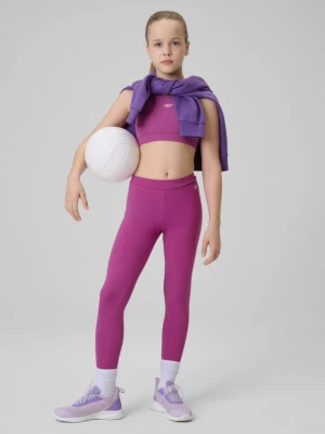 Dziewczęce legginsy sportowe 4F 4FJRSS26TFTIF522 - różowe 4F JUNIOR