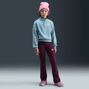 Dziewczęce legginsy z wysokim stanem i rozszerzanymi nogawkami Nike Sportswear Classic - Czerwony