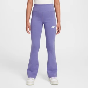 Dziewczęce legginsy z wysokim stanem i rozszerzanymi nogawkami Nike Sportswear Classic - Fiolet
